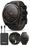 PlayBetter Garmin Fenix 8 Solar Sapphire (51mm, Carbon Gray DLC Titanium) Multisport GPS Smartwatch Bundle - 1.4Touchscreen,