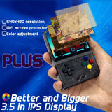 FINGEREVO Miyoo Mini Plus 3.5" Portable Game Console, 640x480 IPS Display, 3000mAh, Miyoo-mini+ with Portable Case, Transparent Black