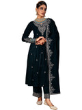 Libas Women'S Velvet Kurta Set (48815O_Teal Blue_Xl)