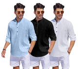 Bellstone Men'S Solid Regular Fit Dress Shirt (1500_3Combo_Sky-Black-White_Xl