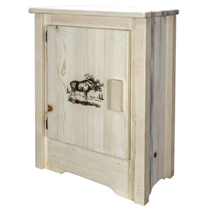 Montana Woodworks Homestead Collection Accent Cabinet With Laser Engraved Moose Design, Left Hinged, Ready To Finish