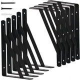 10 Pack- L12 X H 8 Shelf Triangle Brackets, 12Inch Heavy Duty Metal Wall Shelf Support Corner Brace Joint Right Angle L Brac