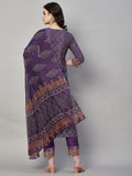 Gosriki Women'S Rayon Floral Printed Straight Kurta With Pants & Dupatta (Shank-Purple-Nw-Gs_Xl_Purple_X-Large),Purple,,B0CR3WM7ZY