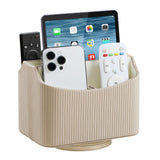 NICLNGSH PU Leather Remote Control Holder, 360 Degree Rotating Desk Organizer Storage Table Remote Caddy, Spinning Bedside Organ