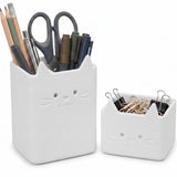 Office Desk Accessories, Set of 2 Pencil Cups, Cute Cat Pen Holder, Cute Desk Decor, Bathroom Organizer, Toothbrush Holders with