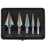 Lichamp Step Drill Bit Set for Metal Sheet Heavy Duty, 5-Piece HSS Step Up Down Drill Bits Stepper Unibit for Steel Hole, 50 Siz