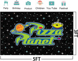 Basifoto Pizza Planet Backdrop for Birthday Party Decorations Outspace Background for Baby Shower Party Cake Table Decorations Supplies Toy Story Theme Banner 5x3ft