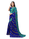 Satrani Womens Bandhani Printed Georgette Saree With Unstitched Blouse Piece(2351Sr822_Teal Blue, Blue)