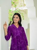 Anni Designer Women'S Cotton Blend Anarkali Printed Kurta With Pant (Marup Begani_S_Begani_Small),Begani,S,Cotton Blend,Anarkali,