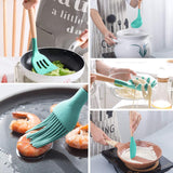 Alitade 12PCS Kitchen Utensil Set Silicone Cooking Utensils Kit Spatula Heat Resistant Wooden Spoons Gadgets Tool for Non-Stick