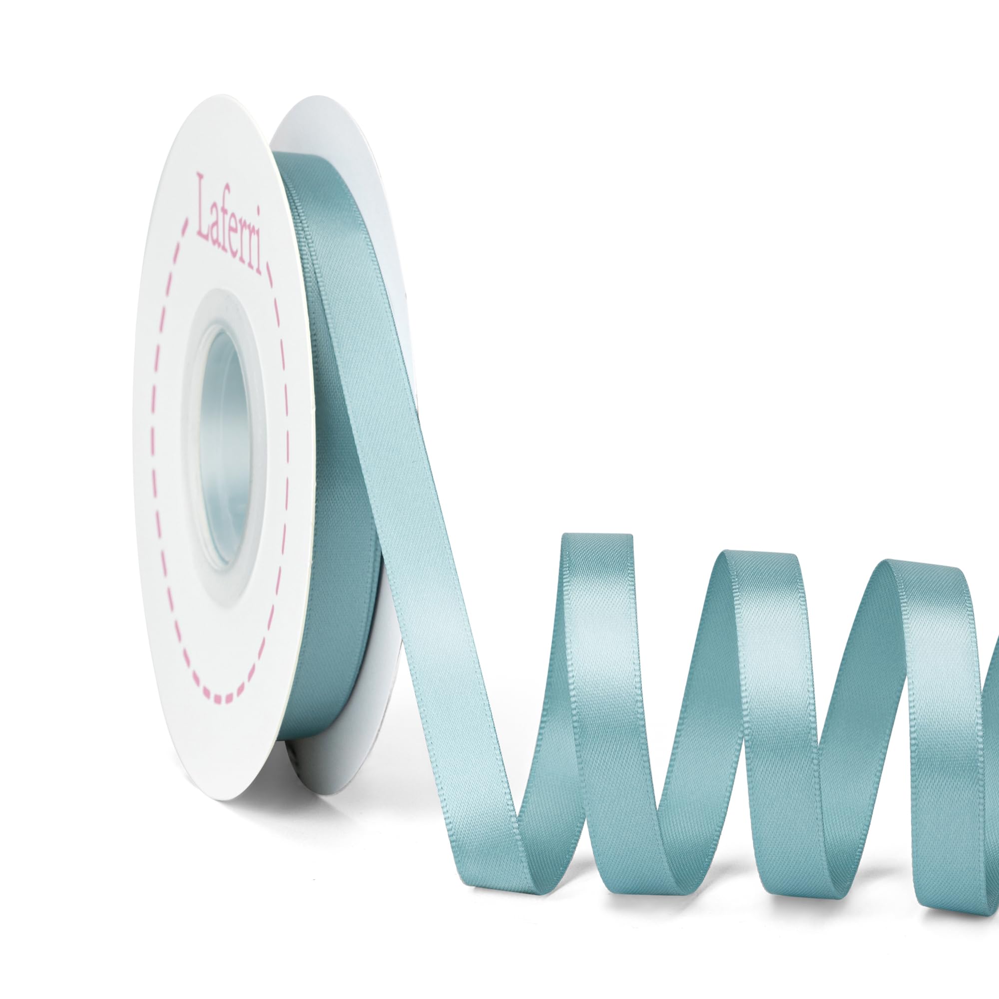 Laferri Nile Blue Satin Ribbon,Double Faced 3/8 X 25 Yards,Fabric Ribbon Use for Gift Wrapping DIY Craft Floral Bouquets Wedding