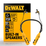 DEWALT Heavy Duty 2-in-1 Neckband Bluetooth Headphones w/Built-in Speakers, Jobsite Wearable Speaker & Around Neck Headphones, W