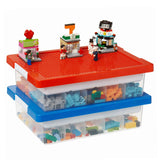 MACOPRO Toys Storage Organizer Box for Lego, Toy Box with Building Plate Lid and Removable Tray, Building Block Storage, Stackab