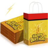 Oudain 24 Pcs Cartoon Animation Party Favor Bags Red Yellow Goodie Treat Gift Bags with Handle Paper Candy Packing for Birthday 