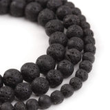 Filluck Natural Stone Black Lava Beads - Polished Round Smooth 10mm Loose Gemstone Beads for Jewelry Making - 15 Inch