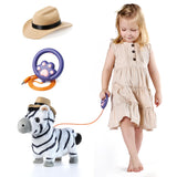 TUMAMA Walking Talking Toy Zebra with Remote Control Leash, Plush Pet Electronic Interactive Toys for Kids,Walks,Barks,Sing,Remo