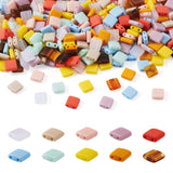 Pandahall 400pcs Acrylic Tila 2-Hole Seed Beads - Flat Square, 5x5mm Opaque Acrylic Spacer Loose Beads (10 Colors) for DIY Craft