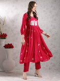 Anni Designer Women'S Rayon Blend Anarkali Printed Kurta With Pant (Anveshi Pink-Vks04_M_Pink_Medium),Pink,M,,,
