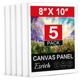 ESRICH Canvas Boards for Painting, 5 Pack Canvases for Painting 8x10 Cotton Primed Acid Free Blank Canvas Panels for Oil Paint, 