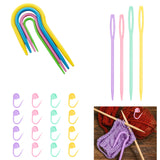 HimmuS Fashion Hub Knitting Set, 4 UShape Cable Stitch Holders, 4 Plastic Needles, 16 Locking Stitch Markers, Multicolour