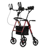 ELENKER Upright Walker, Stand Up Rollator Walker with Padded Seat and Backrest, Lightweight, Compact Folding, Fully Adjustment F