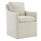 KISLOT Upholstered Dining Chairs with Casters Easy Assembly Modern Accent Armchair with Rollers for Diningroom Bedroom Livingroo