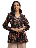 Libas Women'S Cotton Printed Regular Kurti (29126 Black