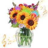 Tcamp Pop Up Birthday Cards with Music and Lights, 10 Inch Life Sized Sunflower Bouquet Mothers Day Card, Anniversary Birthday G