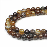 MJDCB Natural Stone Beads Coffee Stripe Agate Round Loose Beads for Jewelry Making DIY Bracelet Necklace (12mm)