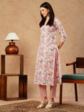 Gosriki Women'S Cotton Blend Straight Printed Kurta With Pant (Pdk26 White-Gs_Xl_White_X-Large),White,,B0CSG565HF