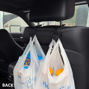 AMVOYOA Headrest Hooks for Car, Back Seat Organizer Gray Leather Hanger Holder Hook, for Hanging Purses and Bags and Coats, Pack