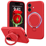 Vanxiliiy for iPhone 16 Case Stand, Slim Comfortable Liquid Silicone Phone Cases Compatible with MagSafe Magnetic Ring Kickstand