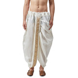 Sojanya Men'S Silk Dhoti With Border (Off White, Free Size)