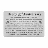 TGCNQ Metal Engraved 20 Year Anniversary Card, 20th Anniversary Card Gifts for Husband Wife Him Her, 20 Year Wedding Anniversary