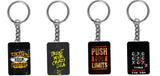 Chhap Creations Motivational Quote Mdf Keychains, Set Of 4, Black Background Design