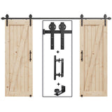 EaseLife 10FT Double Door Sliding Barn Door Hardware Track Kit & Handle,Big Industrial Spoke Wheel,Wall Mount,Slide Smoothly Qui