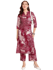 Gosriki Women'S Rayon Blend Straight Printed Kurta With Pant (Tomsk Maroon-Vks01-Gs_S_Maroon_Small),Maroon,,B0DRNMZ18G
