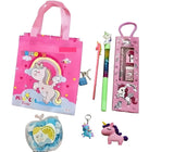 Eclet Unicorn Zipper Pouch & Carry Bag Stationery Set for Girls (7PCS) | Scale, Pencil, Sharpener, Eraser, Water Glitter Gel Pen