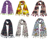 Fusfus WomenS Printed Chiffon Scarves And Stoles, Free Size(Multicolour, Fs2560) Pack Of 6 (Multicolor3)
