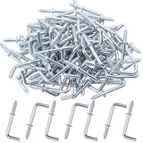 Jdesun Metal Screw in Hooks, 100pcs 3/4 Inch Right Angle Screw Hooks Square Bend Hooks Self-Taping Scew Hook for Hanging, Silver