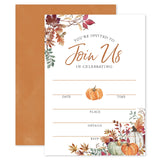 Whaline Fall Invitations 25 Sets Autumn Leaves Pumpkin Invitation Cards with Envelopes Stickers Rustic Harvest Blank Invites for