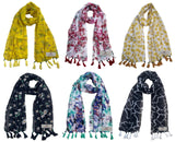 Fusfus WomenS Printed Chiffon Scarves And Stoles, Free Size(Multicolour, Fs1940) Pack Of 6 (Multicolor2)