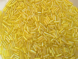 Czech Bugle Beads 40 gr / 1.4 oz Glass Tube Size #3 7mm (Yellow Iridescent)