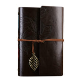 Urban Box Vintage Retro Pu Leather Cover Notebook Journal Diary, Leaf Pattern Spiral Blank String Daily Notepad, Kraft Paper, Re