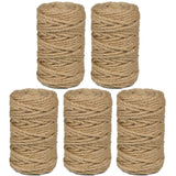 PerkDecor 5Pcs 5mm Natural Jute Twine Rope 525 Feet Twisted Heavy Duty Thick Twine for Cat Scratching Post Tree Craft Projects G