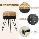 ALeesing Vanity Makeup Stool, Hand Weave Natural Seagrass Footstool Ottoman, Modern Multifunctional Vanity Stools Chair, Foot Re