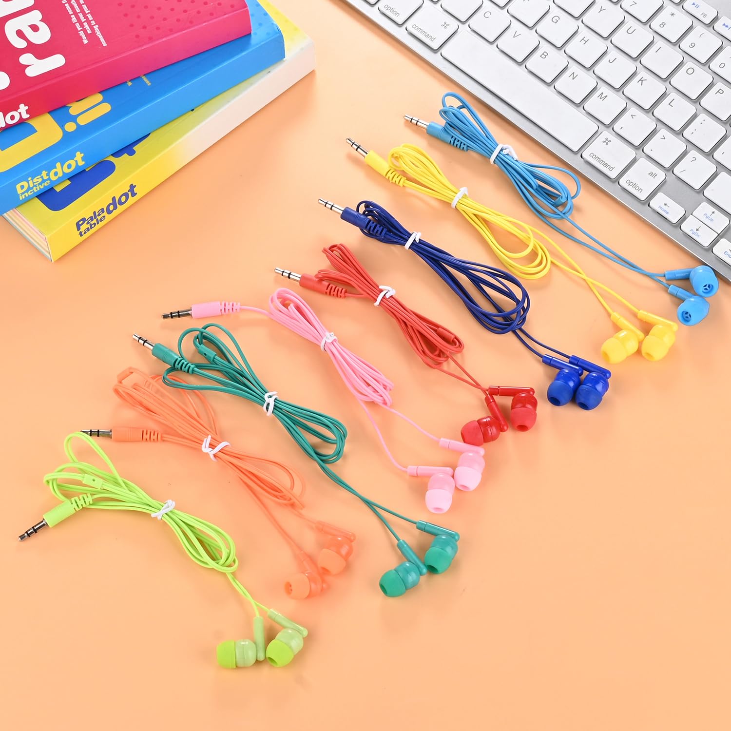 XOSDA 30 Pack Bulk Kids Earbuds for Classroom School Library, Student Wired Headphones Wholesale Multi Colored Earphones for Com