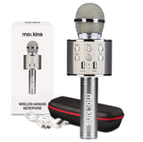 Mockins Silver Bluetooth Karaoke Microphone for Kids with Built in Wireless Speaker| Wireless Microphone Karaoke Compatible with