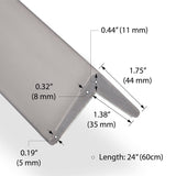 Heavy-Duty Industrial-Grade Low-Profile Corner Guard Edge Protector and Bumper - Grey, 24 Inches - 1 Each