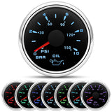 ARTILAURA Oil Pressure Gauge Electric 2-1/16 52mm 0-150 PSI 0-10Bar Boat Meter 7 Color for AUTO Car Truck Marine (Black)